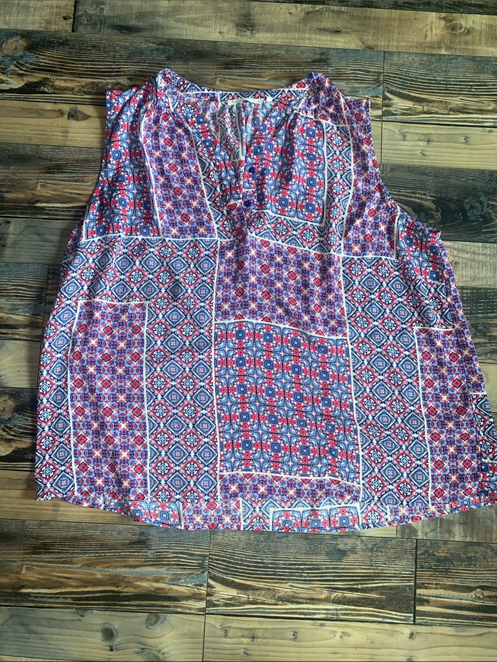 Violet & Claire Patchwork Print Sleeveless Blouse